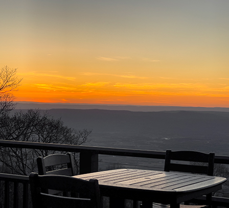 An orange sunset sky in Shenandoah National Park